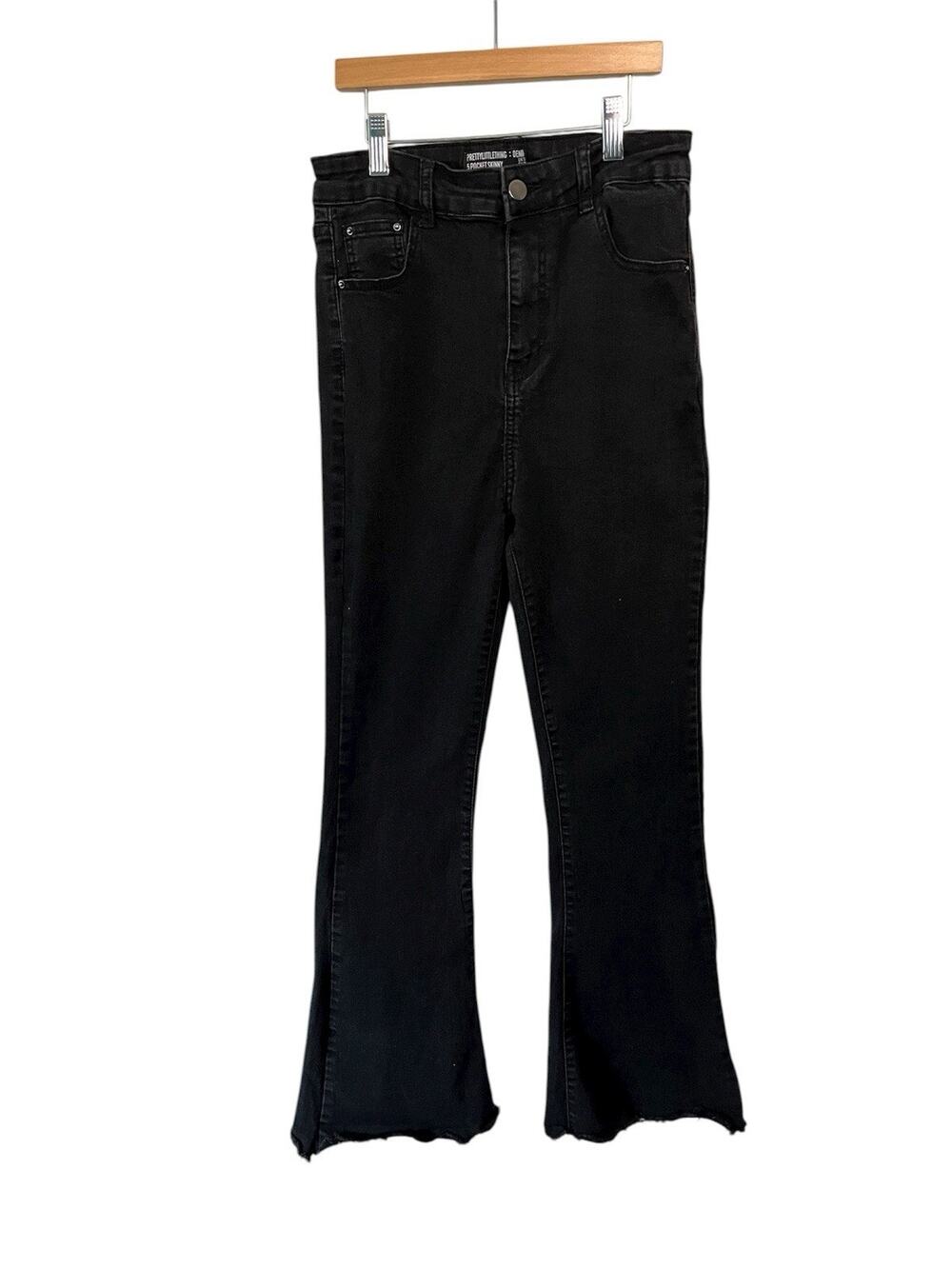 PrettyLittleThing Women’s US 6 Black 5 Pocket Skinny Jeans Raw Hem Stretch Denim